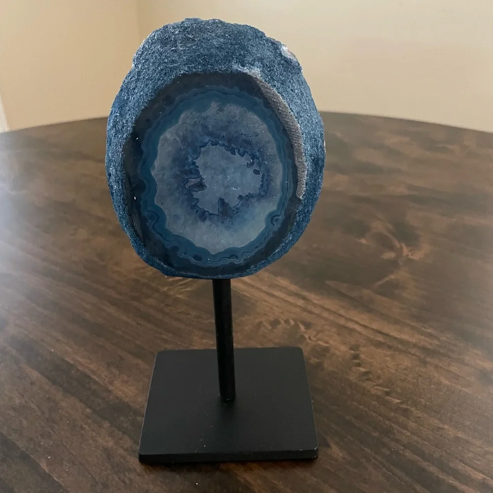 Agate Geode Crystal Mineral With Stand From Brazil